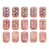 Octagon Shape Rose Gold Plated High-Quality Sew-on Alloy Charms Inlaid Cubic Zirconia WholesaleRhinestone
